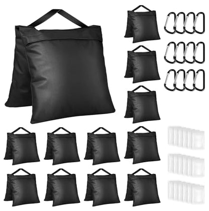 12 Pack Sandbags Weight Bags for Photo Studio Photography Video Equipment, Empty Sandbag Set for Backdrop Stand, Photo Tripod, Canopy, Umbrella Base, Picnic Table, Tent, Fishing Chair