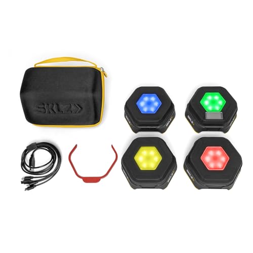SKLZ Reactive Flash LED Training Pods – Reaction Time, Agility, and Cognitive Training Tool with 4 Games – Multi-Directional Activation, Durable Design for Speed and Hand-Eye Coordination
