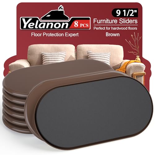 Furniture Sliders - 8 pcs-9 1/2” Brown Furniture Sliders for Carpet, Furniture Pads Hardwoods Floors, Heavy Duty Movers Sliders, Reusable Furniture Moving Pads, Floor Protectors for Carpet