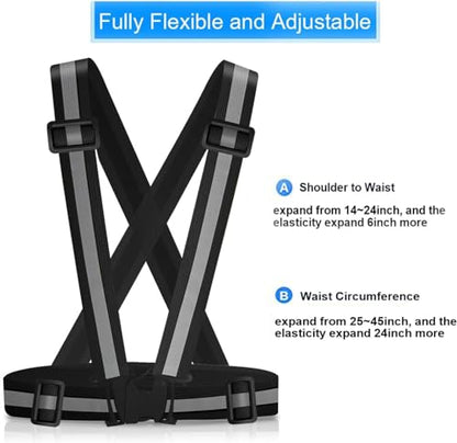 Reflective Vest Running Gear, 2-10Pack High Visible Safety VES - color: Black