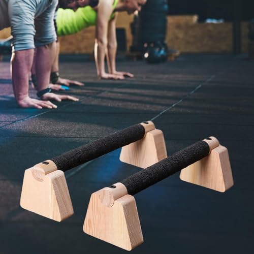 Push up Bar Parallettes Bar for Adults 2Pcs Non Slip Base Wood Push up Stand for Strength Training, Planks Calisthenics, Floor Workouts
