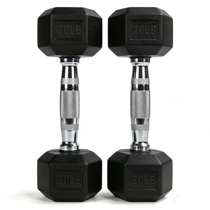 Hex Dumbbell Set – 5lb to 90lb Rubber Coated Hex Dumbbell, Heavy Duty Weights for Home Gym, Strength Training, Men and Women (Single or Pair Options Available) - color: 20 lb Pair