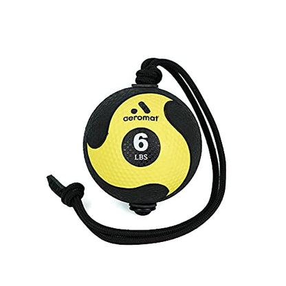 Aeromat Elite Power Rope Medicine Ball for Core Strength/Rotational Movements Training - style: 6 lbs - Black/Yellow