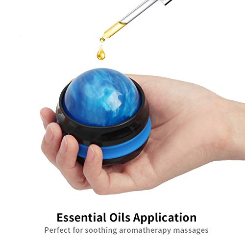 Massage Ball, Manual Roller Massager, 2-Pack Handheld Self Massage Therapy and Relax Full Body Tools for Sore Muscles, Shoulders, Neck, Arms, Legs, Back, Foot, Body (Blue+Purple)