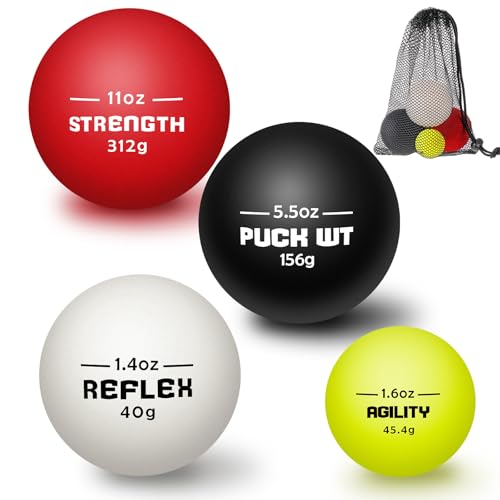 4 Pcs Hockey Stick Handling Balls 4 Weights Roller and Street Hockey Balls Training Aids Field Ball Training Equipment for Youth Beginner Advancer Indoor Outdoor Practice Skills Speed Reaction