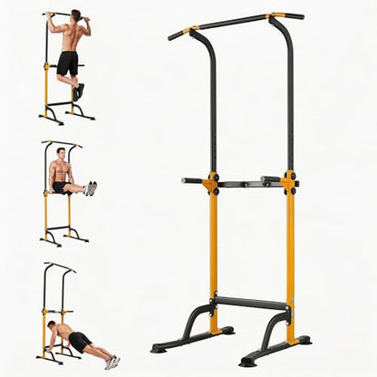 Pull Up Dip Station – Adjustable Power Tower with 10 Levels, 330LBS Capacity, Heavy Duty Steel Frame, Home Gym Strength Training