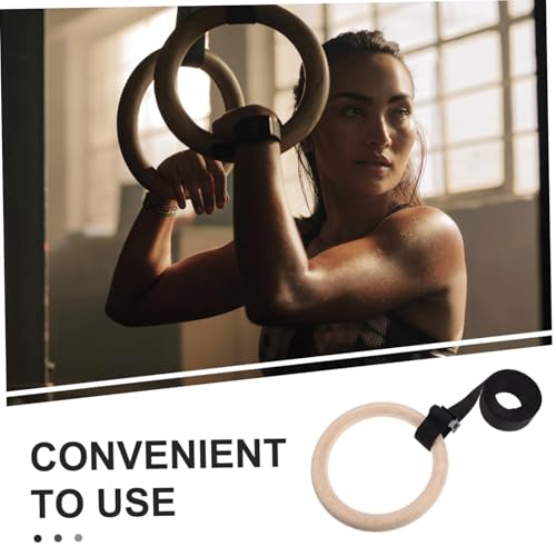 BESTonZON Wooden Gymnastic Rings with Adjustable Straps for Home Fitness Durable Bodyweight Training Equipment for Strength and Flexibility Enhancement for Indoor Workouts