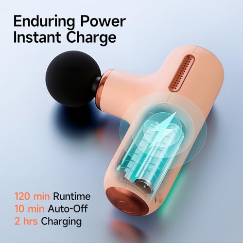 Super Mini Massage Gun Deep Tissue, Portable Percussion Muscle Massager with 4 Heads, Handheld Massage Gun for Back Neck Shoulder Relief, FSA Eligible, Quiet for Men Women Athletes, Cream - color: Cream