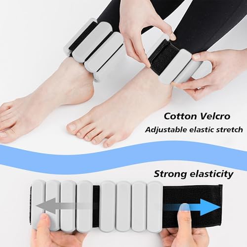 Wrist and Ankle Weights for Women & Men 2 Pack (1lb Each), Adjustable Silicone Wearable Arm & Leg Weights for Pilates, Gym, Yoga, Cardio, Strength Training - color: Grey