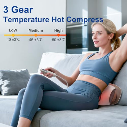 Electric Lumbar Traction Device, Back Stretcher for Lower Back, 3 Heating Levels and Vibration Lumbar Traction Massager