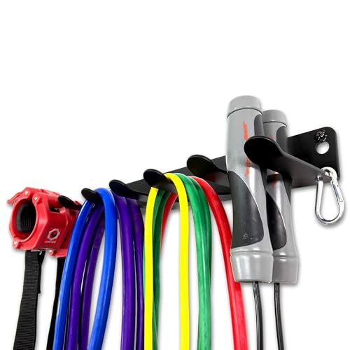 StoreYourBoard Home Gym Equipment Storage Rack, Wall Mount Hanging Organizer, Fitness Accessories Workout Bands Jump Ropes Yoga Foam Roller Belts, Solid Metal Exercise Gear Hooks