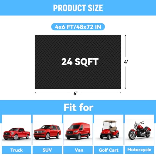 4x6 FT Garage Floor Mat, 2.8mm Thickened Diamond Plate - color: Black, size: 4x6 FT