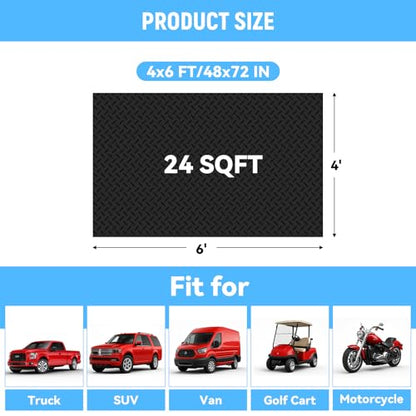 4x6 FT Garage Floor Mat, 2.8mm Thickened Diamond Plate - color: Black, size: 4x6 FT