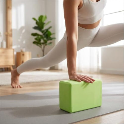 High Density EVA Foam Yoga Block Support and Stability for Stretching, Workout, Pilates at Home and Gym - color: Green
