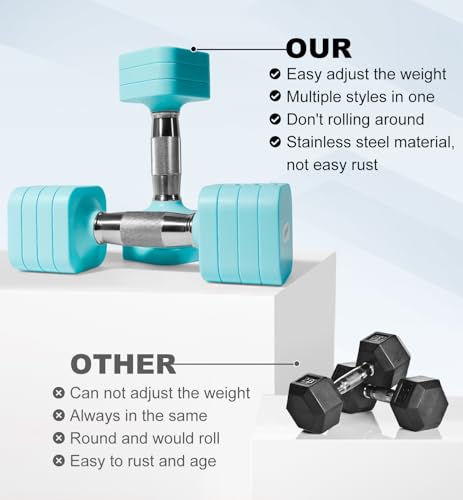 Adjustable Dumbbell Set for Women Men 7.5LB/10LB/15LB/20LB/25LB Each - color: Blue, style: 10LB Each [20 LBS Total]