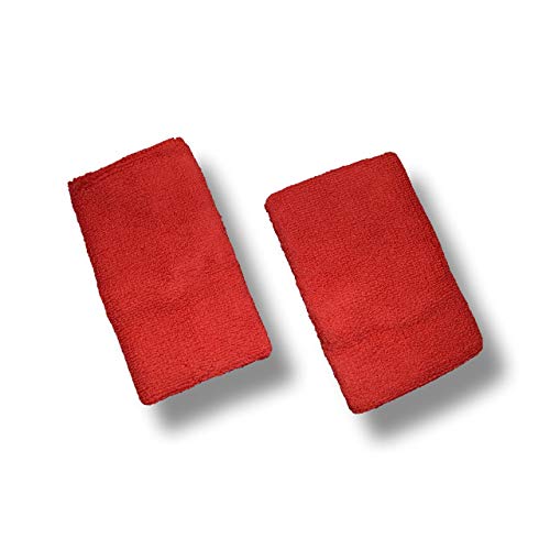 Sweat Bands for Wrists, Sports Wristbands for Men & Women, Athletic Hand Bands for Tennis, Gymnastics, Basketball, Volleyball, Baseball, Football or Gym Sport, 2-pc Cotton Arm Sweatbands 4.5" - color: Red, size: 5.5 inch