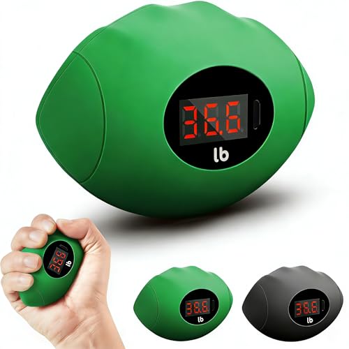 Hand Grip Strengthener, Rechargeable Digital Grip Strength Trainer with LCD Display Up to 220lbs/100kg, Silicone Hand Exercise Ball for Forearm Finger Training & Stress Relief, for Adults and Kids - color: Green