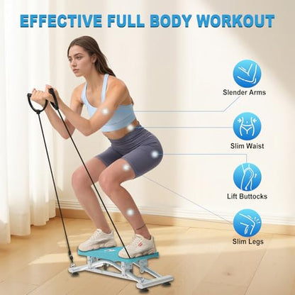 Balance Board, Ski Balancing Machine with 300 LBS Weight Capacity, Slide Stepper Stimulated Ski with Resistance Bands, Portable Balance Trainer for Full Body Workout