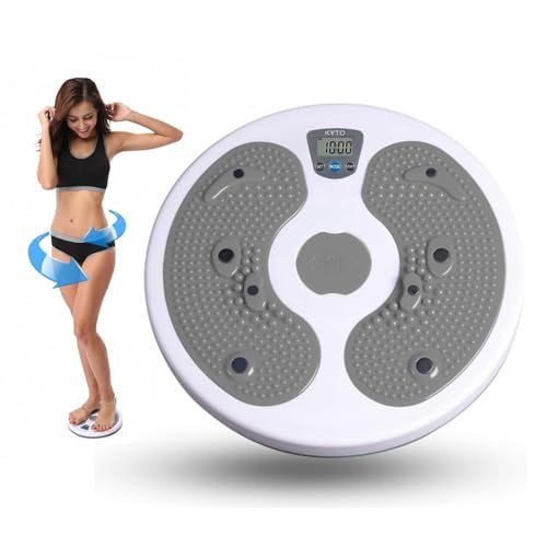 KYTO Waist Twister Disc – Core Trainer Board with Digital Counter, Ab Workout Equipment with 360° Rotation, Non-Slip Foot Massage Design for Home, Office Fitness - color: Grey (with Counter)