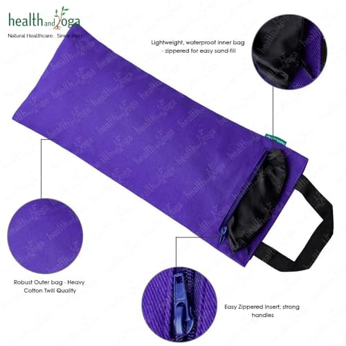 HealthAndYoga(TM) Yoga Sand Bags - Double Bag with Inner Waterproof Bag - Prop for Adding Weight and Support (Purple) - color: Purple