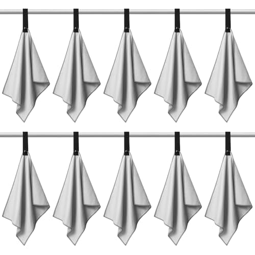 10 Pcs Quick Dry Microfiber Camping Towels 25x32 cm, Light Gray - color: Light Gray
