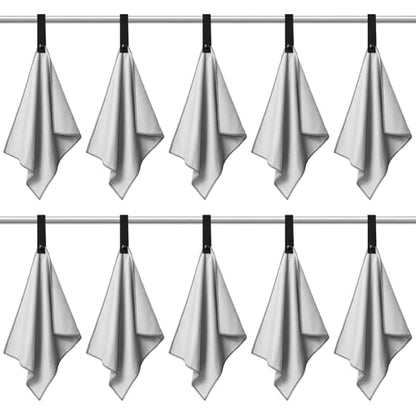 10 Pcs Quick Dry Microfiber Camping Towels 25x32 cm, Light Gray - color: Light Gray