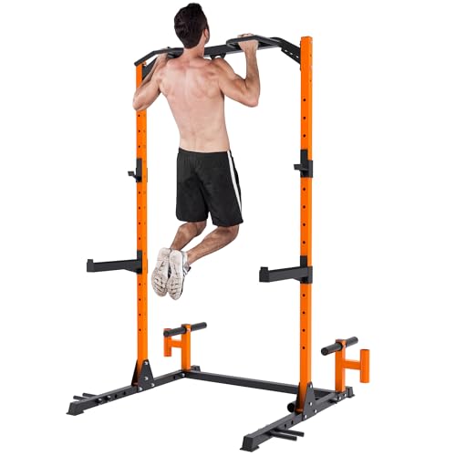 leikefitness Multifunction Power Tower Exercise Equipment,Pull Up Dip Station,Height Adjustable for Home Gym Strength Training Fitness Equipment,Dip Stands,Pull Up Bars,Push Up Bars,VKR - color: Orange