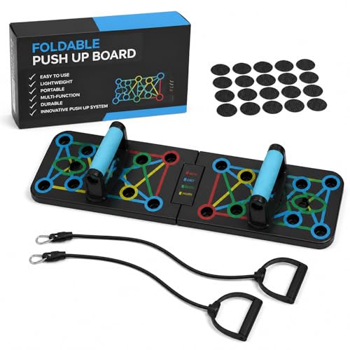 Push Up Board With Resistance Bands, Push Up Training Board, Push Up Board Home Gym, Strength Training Equipment For Man and Women(Resistance Bands Included)