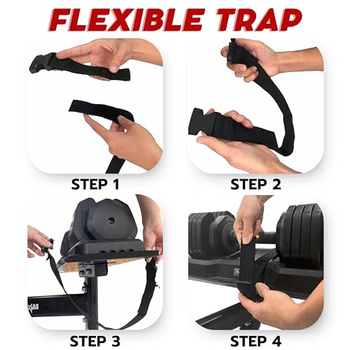 Yes4All Adjustable Dumbbell Stand - 160 Pound Capacity, Spotter Rack & Weight Rack with Strap, Easy Storage & Safety