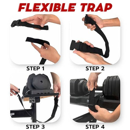 Yes4All Adjustable Dumbbell Stand - 160 Pound Capacity, Spotter Rack & Weight Rack with Strap, Easy Storage & Safety