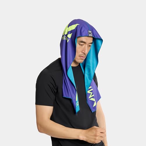 MISSION Reversible Cooling Hoodie Towel- Hood Towel, Cools Instantly When Wet, UPF 50 Sun Protection, Contours Your Head to Stay in Place, Great for Sports, Fitness, Gym (Teal Purple) - color: Teal Purple