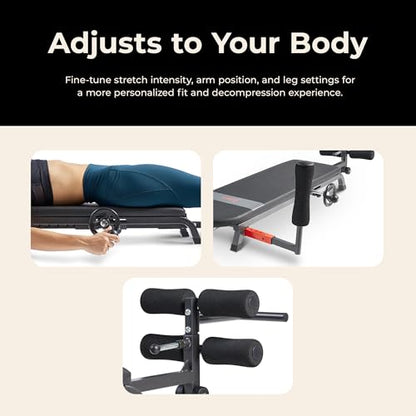 Sunny Health & Fitness No-Hang Traction & Inversion Decompression Table for Back Pain Relief, Adjustable Stretch Bench, 400 LB Capacity