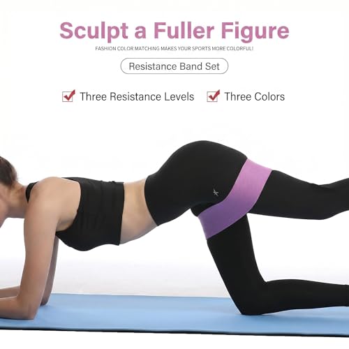 Fabric Resistance Bands for Working Out - Exercise Bands for Legs and Butt,Booty Bands for Women and Men,Pilates,Yoga,Rehab,Home Fitness Starter Set