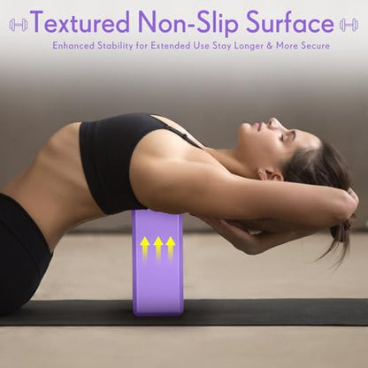 RoundFunny 4 Pack Yoga Blocks Non Slip Pilates Foam Brick - color: Purple