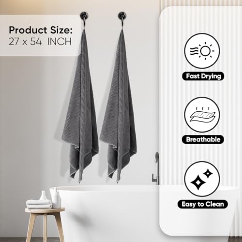 HOMEXCEL Grey Bath Towels 2 Pack, Microfiber Bathroom Towel, Super Soft Highly Absorbent Bath Towel Set, Quick Drying Towels for Sport, Yoga, SPA, Fitness