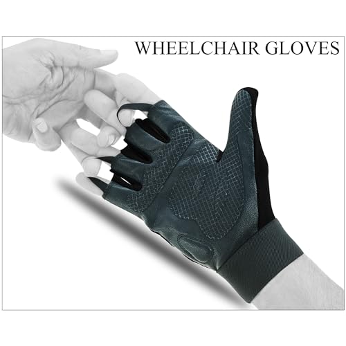 BTR Wheelchair Gloves for Men and Women | Mobility and Disability Gloves with Breathable, Lightweight Design, Non-Slip Grip, and Padded Palm Protection - color: All Black, size: X-Small