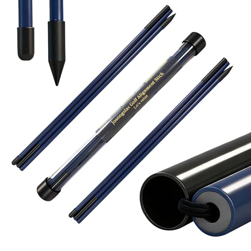 Golf Alignment Sticks, 2 Pack Plastic 49" Collapsible Alignment Stick Golf Practice Rods Aid for Aiming, Putting, Swing Trainer, Posture Corrector with Tube Case, Golf Training Equipment - color: Blue