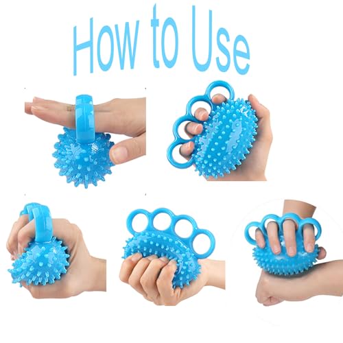 Hand Exerciser Ball and Finger Stretcher, Hand Grip Strengthener Trainer, Squeeze Balls, Wrist Pain Relief (Blue) - color: Blue