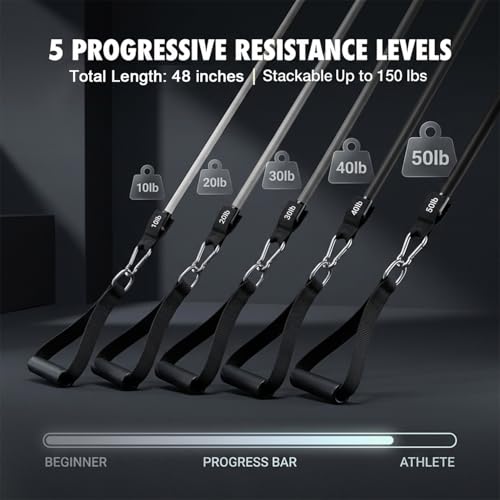 VEICK Resistance Bands Set - Exercise Equipment with Handles, Ankle Straps & Door Anchor for Home Gym, Shoulder Chest Leg Rowing Golf Cable Workout