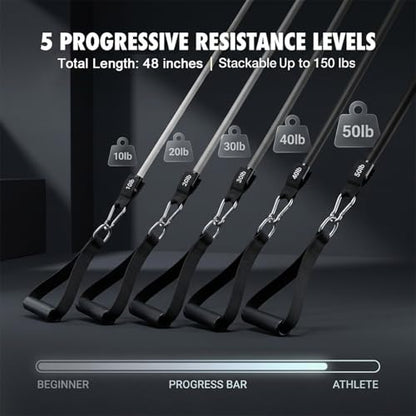 VEICK Resistance Bands Set - Exercise Equipment with Handles, Ankle Straps & Door Anchor for Home Gym, Shoulder Chest Leg Rowing Golf Cable Workout