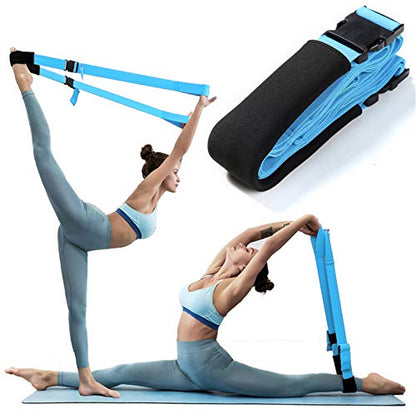 Fitness Stretch Strap - Adjustable Leg Stretch Band to Improve Body Flexibility, Premium Stretching Equipment for Exercise, Physical Therapy, Pilates Dance Gymnastics Cheerleading Training - color: blue