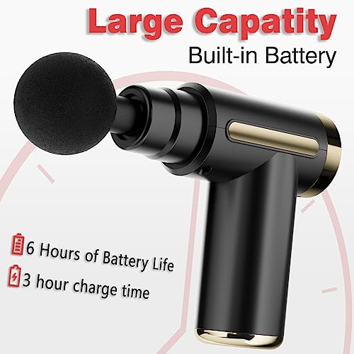 cotsoco Massage Gun Deep Tissue for Pain Relief with 4 Massage Heads & 6 Speeds, Electric Mini Handheld Body Massager for Any Pain Relief, Best Gifts for Dad and Mom - color: Gold