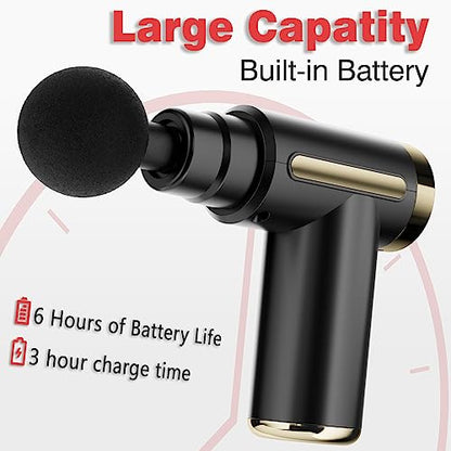 cotsoco Massage Gun Deep Tissue for Pain Relief with 4 Massage Heads & 6 Speeds, Electric Mini Handheld Body Massager for Any Pain Relief, Best Gifts for Dad and Mom - color: Gold