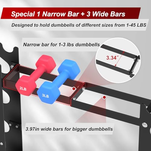 Dumbbell Rack Stand Only, Weight Rack for Home Gym Dumbbells, 5 Tier 450LBS Capacity Weight Holder Organizer, Black Weight Storage Racks Suitable for 1-45 LBS