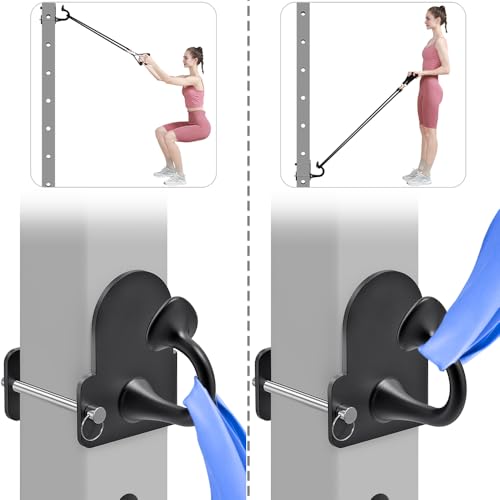 Resistance Band Anchors, Rack Attachment for 3"x3" Power Rack with 1" or 5/8" Hole, Adjustable Multi Point Workout Hook for Strength Training, Fitness, Physical Therapy, 2 Pack