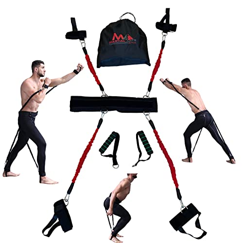 Boxing Resistance Bands for MMA Martial Arts Resistance Training at Home for Punches/Kicks, 150lbs Exercise Bands Full Body Fitness Workout to Enhance Explosive Power/Speed/Agility