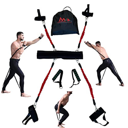 Boxing Resistance Bands for MMA Martial Arts Resistance Training at Home for Punches/Kicks, 150lbs Exercise Bands Full Body Fitness Workout to Enhance Explosive Power/Speed/Agility