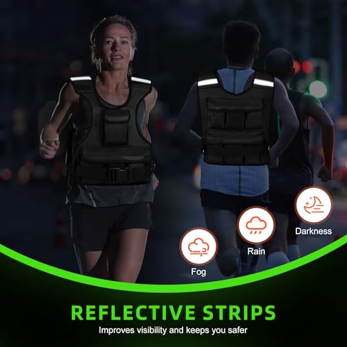 Adjustable Weighted Vest for Women, Customizable 0-18 lbs Strength Training Vest with 10 Removable Sandbag, Breathable Design, Reflective Safety Strips for Running, Hiking, and Fitness - size: 0-12 lb