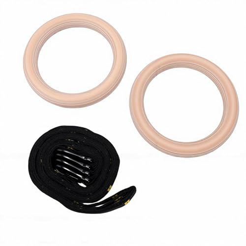 Gymnastics Rings with Adjustable Straps for Full Body Workouts At Home, Birch Wood Construction, Durable and Comfortable, 2 Units