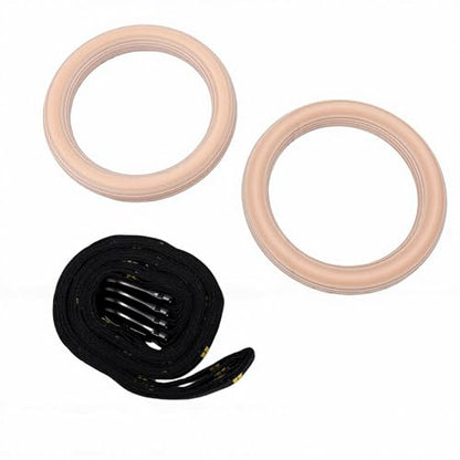 Vikye Wood Gymnastics Rings, Birch Pull Up Exercise Workout Rings with Adjustable Numbered Straps, for Home Gym Full Body Training